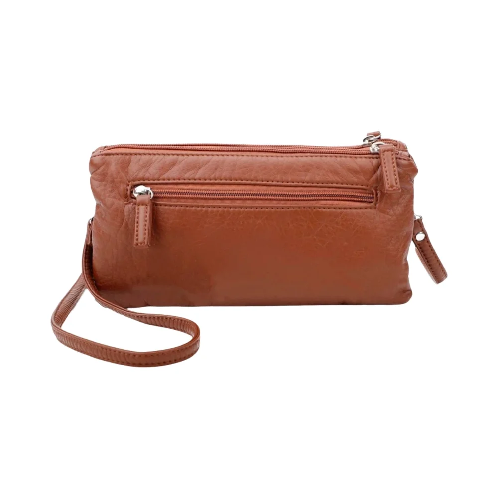 New Ampere Creations Vegan Leather Wristlet with dust bag in brown
